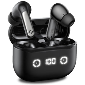 havit front view with case open showing earbuds and LED for quick battery check