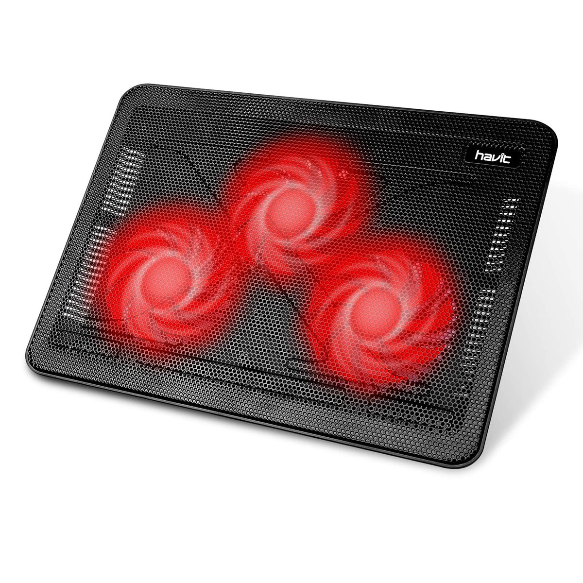 havit front view showing slim cooling pad and sturdy metal mesh benefit: stable cooling