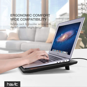 havit beside a backpack showing slimness benefit: easy to carry