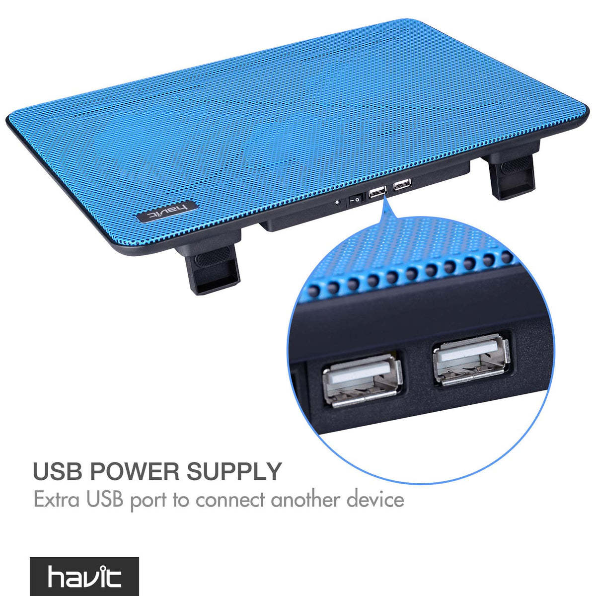 havit dual USB hub and cable providing extra ports and power control
