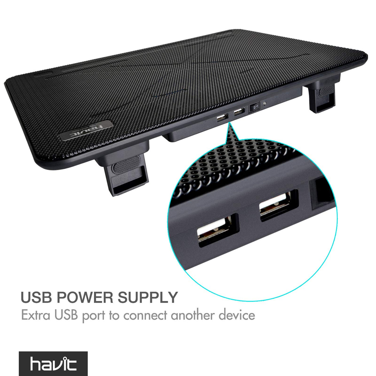 havit dual-USB hub and power switch visible benefit: added peripheral connectivity