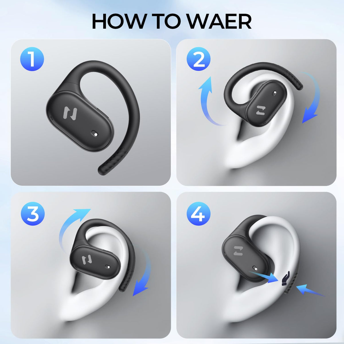Havit open-ear headphones connect via Bluetooth 5.4 for stable pairing.