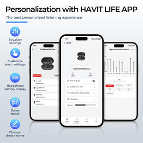 Havit open-ear headphones on a runner in light rain showing IPX5 resistance.
