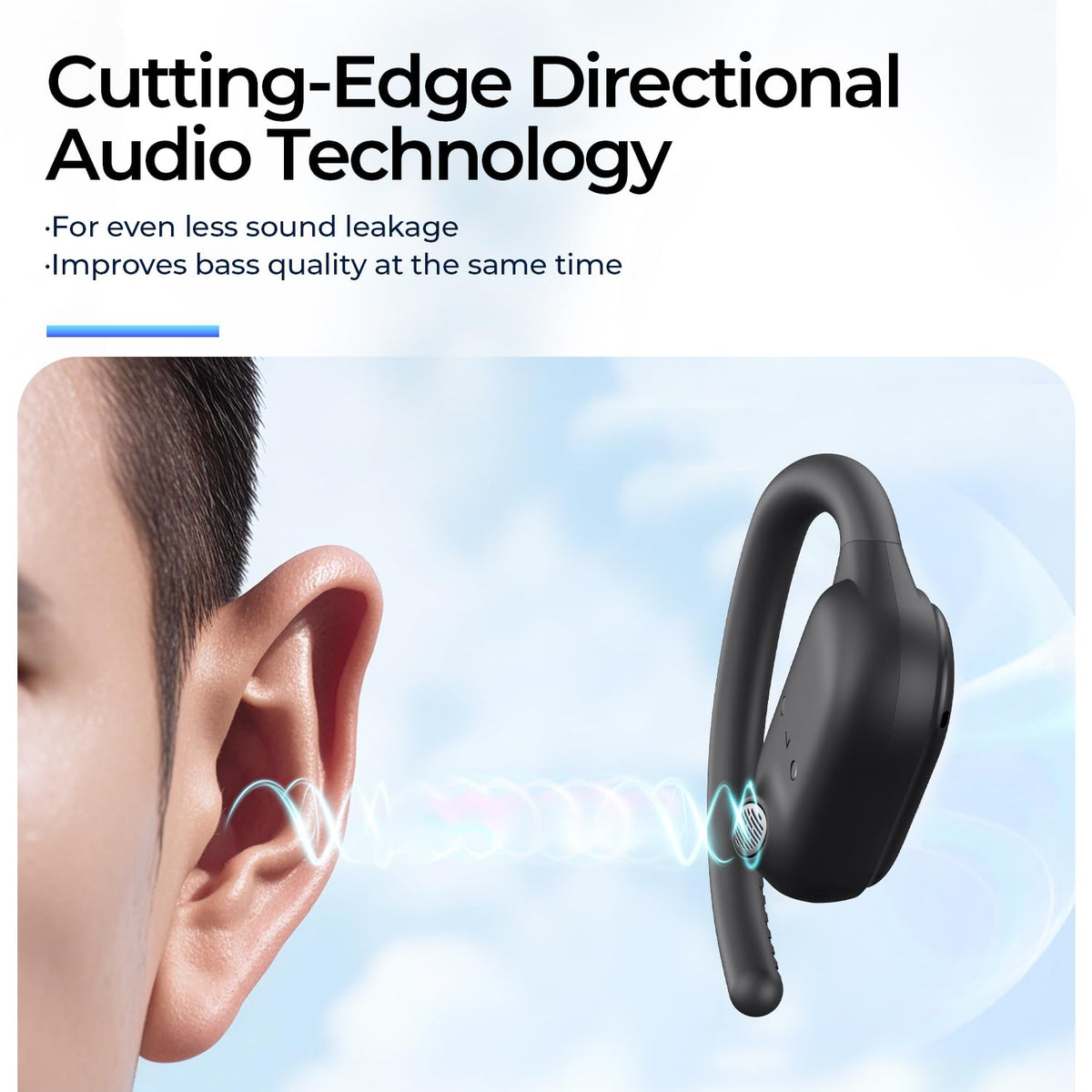 Havit open-ear headphones with mic highlight clear calls on the go.
