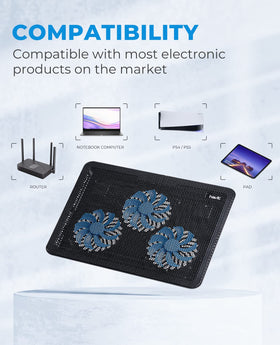 havit detailed shot of three fans highlighting quiet cooling performance beneath laptop