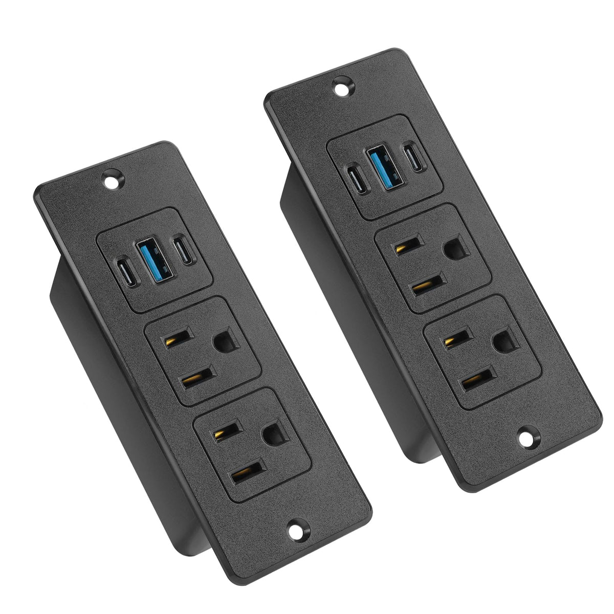 Havorbit front faceplate installed flush on bedside furniture for tidy charging