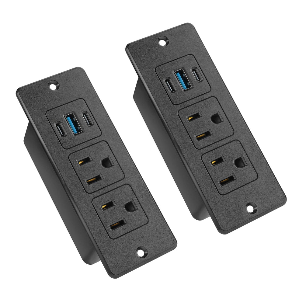 Havorbit front faceplate installed flush on bedside furniture for tidy charging