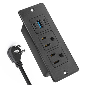 Havorbit recessed power strip for desk setup with flush-mount convenience.