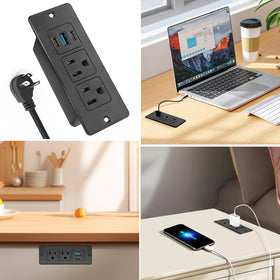Havorbit recessed outlet vanishes into furniture reducing wire mess