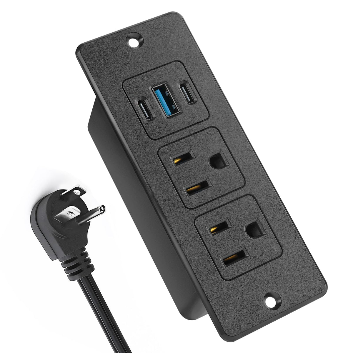 Havorbit recessed power strip with USB ports and 10 ft cord for desk setup