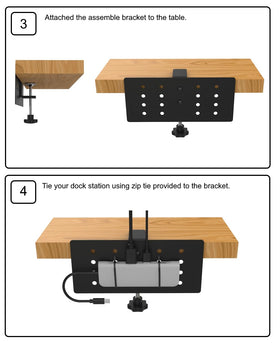 HAVYO dock bracket mounted on desk edge for easy access to peripherals
