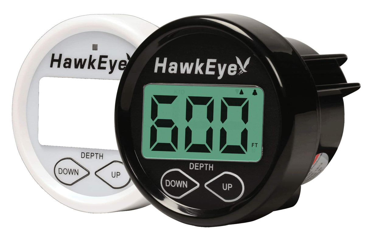 Hawkeye DepthTrax 2B display shows depth clearly in bright light.