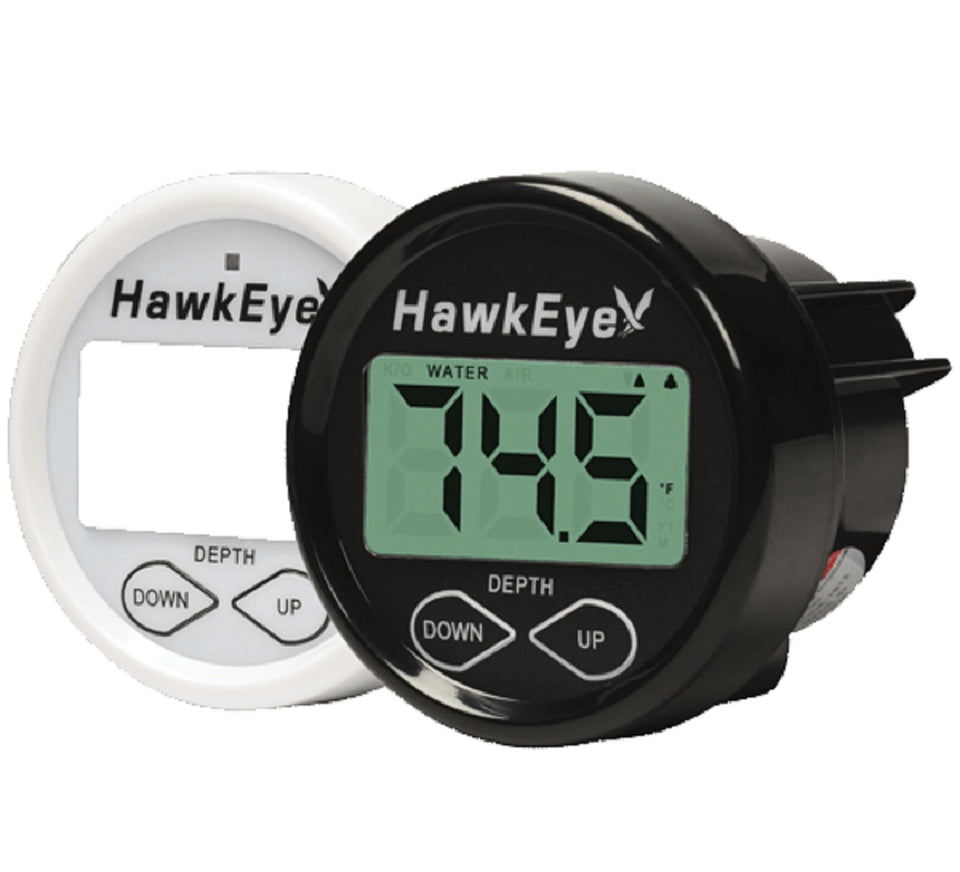 Hawkeye DT2BX dash depth display showing depth readings up to 600 feet