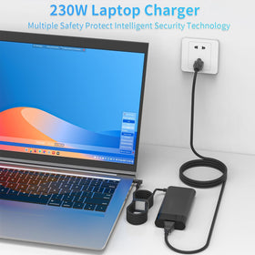 Haxyla cable and plug displayed full length, illustrates reach and convenience