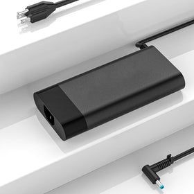 Haxyla adapter plugged into HP Omen laptop, supports high-performance charging