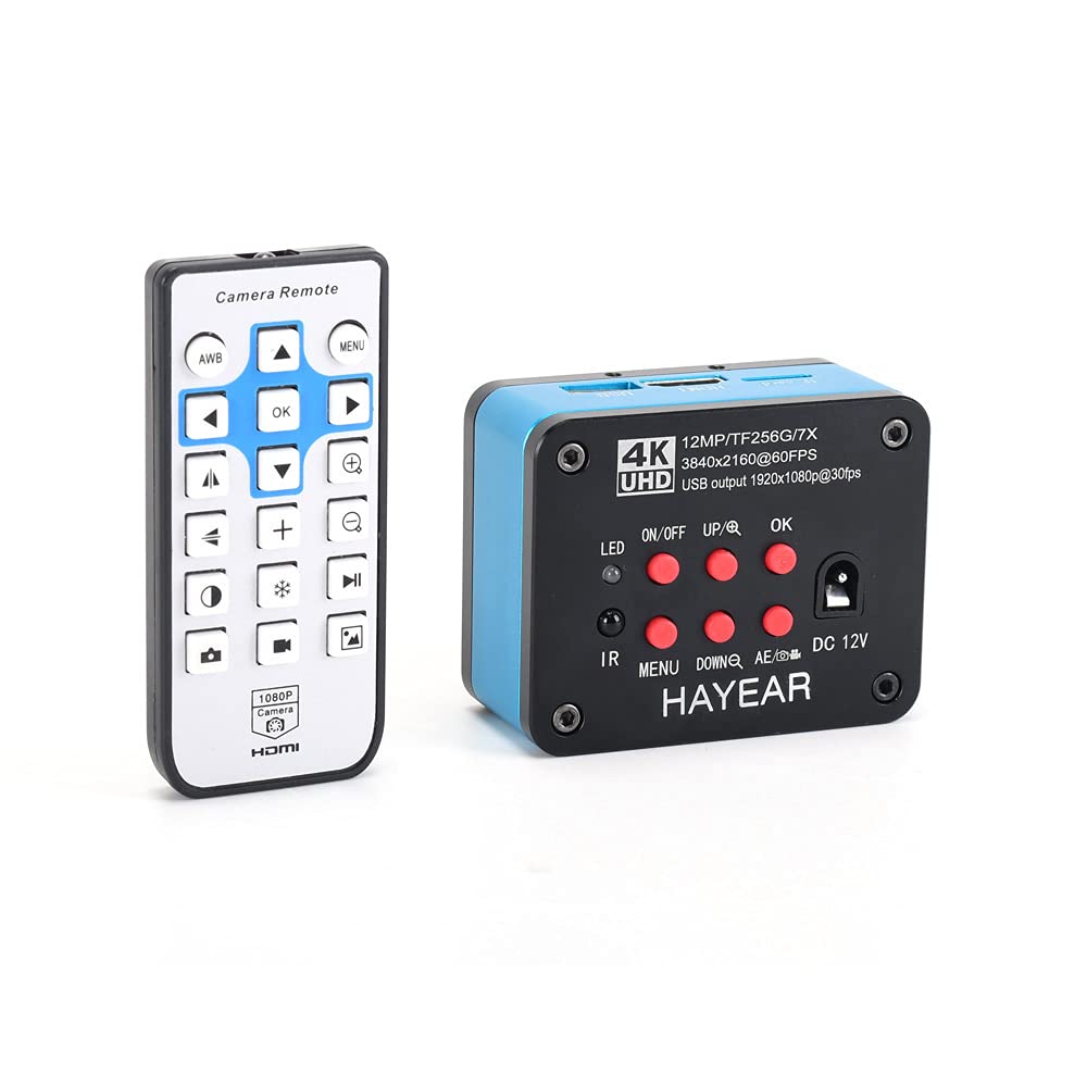 Hayear 4K UDH camera front view shows compact design for PCB inspection visuals
