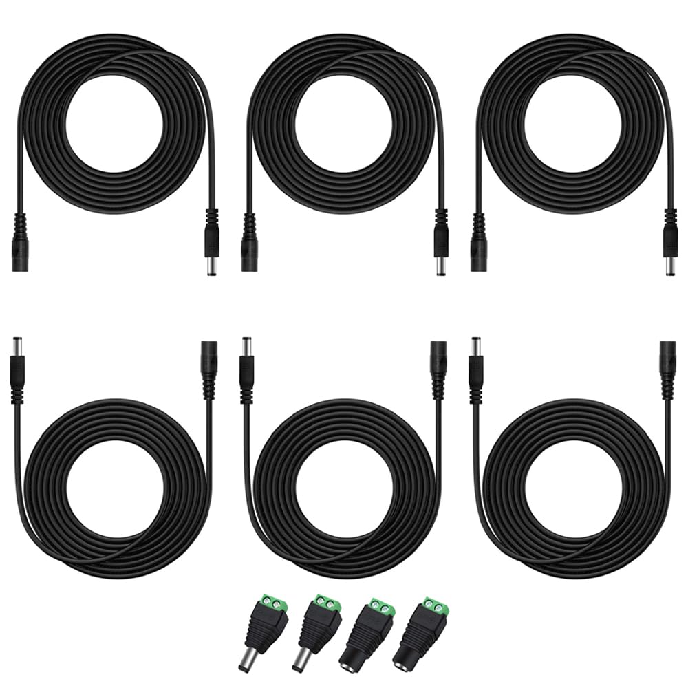 HayEastdor 6pcs 10ft 12V extension cables for cameras and devices