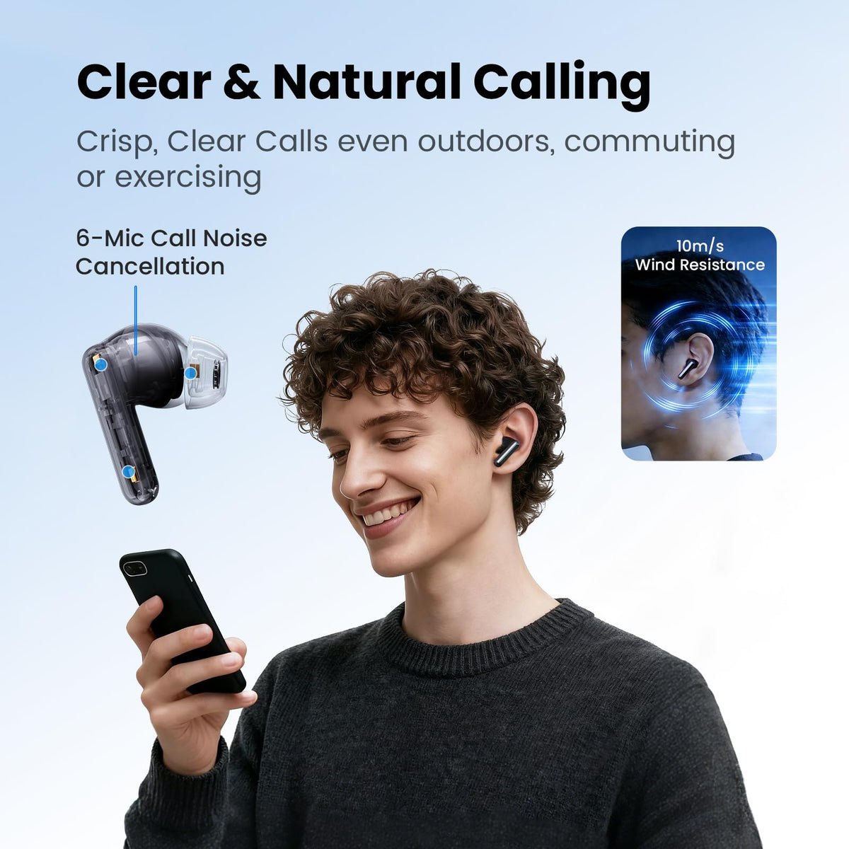 HAYLOU Flowbuds N55 fitted in ear during commute offering secure comfortable seal