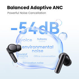 HAYLOU Flowbuds N55 open charging case with earbuds highlighting 40-hour battery benefit