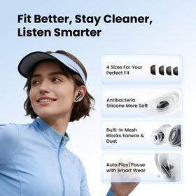 HAYLOU Flowbuds N55 on runner demonstrating IPX5 sweat resistance for active use