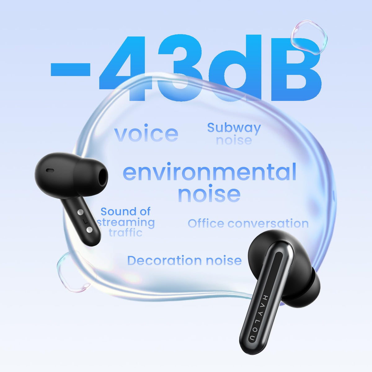HAYLOU Mori Pro in-ear fit worn by model, demonstrating comfort and stable wear for activities