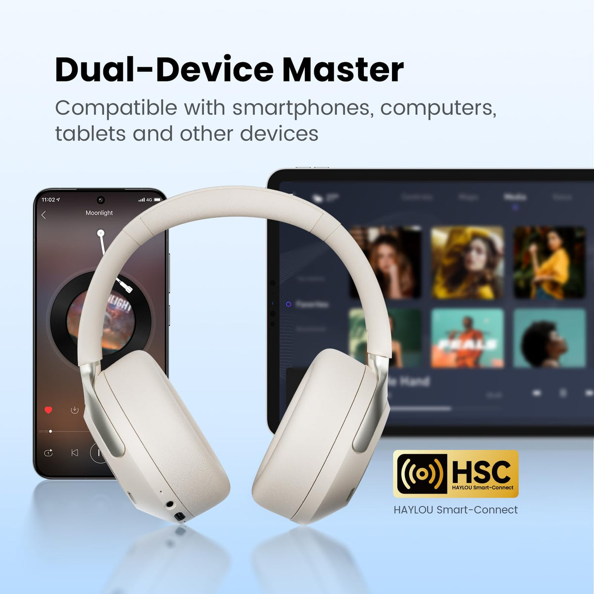 Haylou S40 supports multipoint connection for two devices.