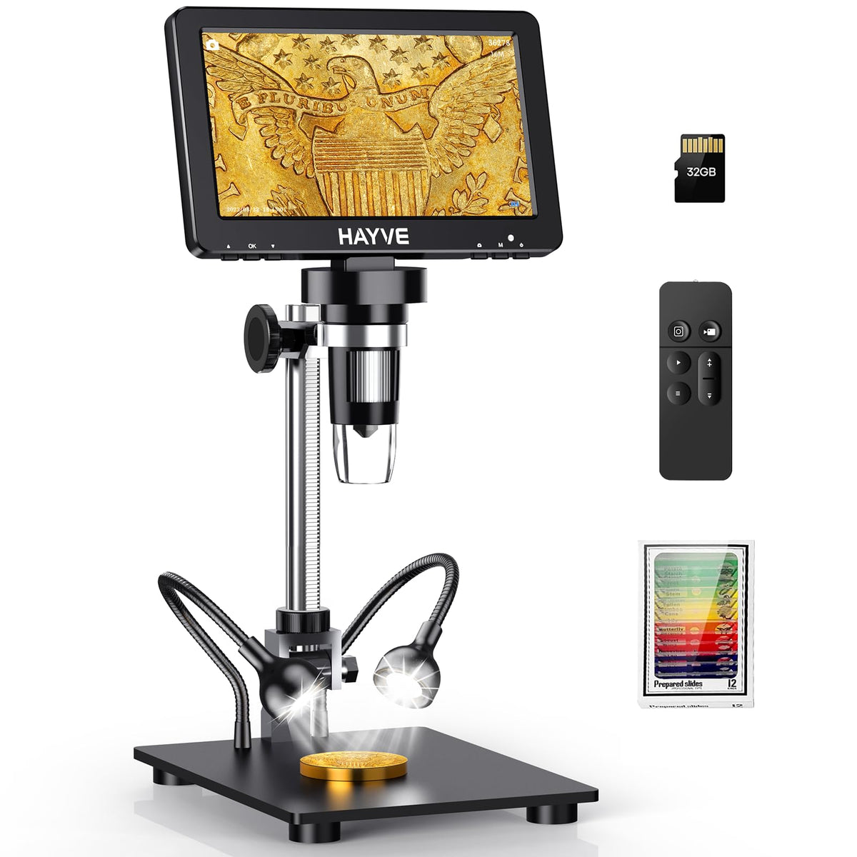 Hayve 7-inch HDMI microscope shows coins clearly for inspection