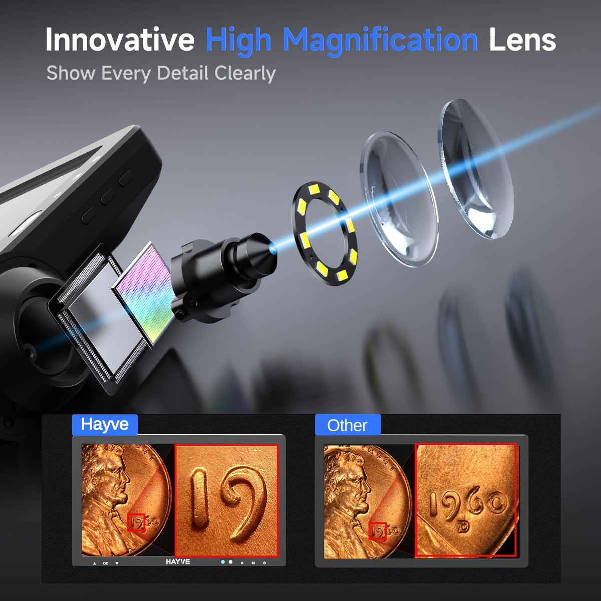 Hayve DM12 soldering microscope view for component inspection
