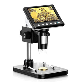 Hayve front view of microscope showing display and controls for easy inspection