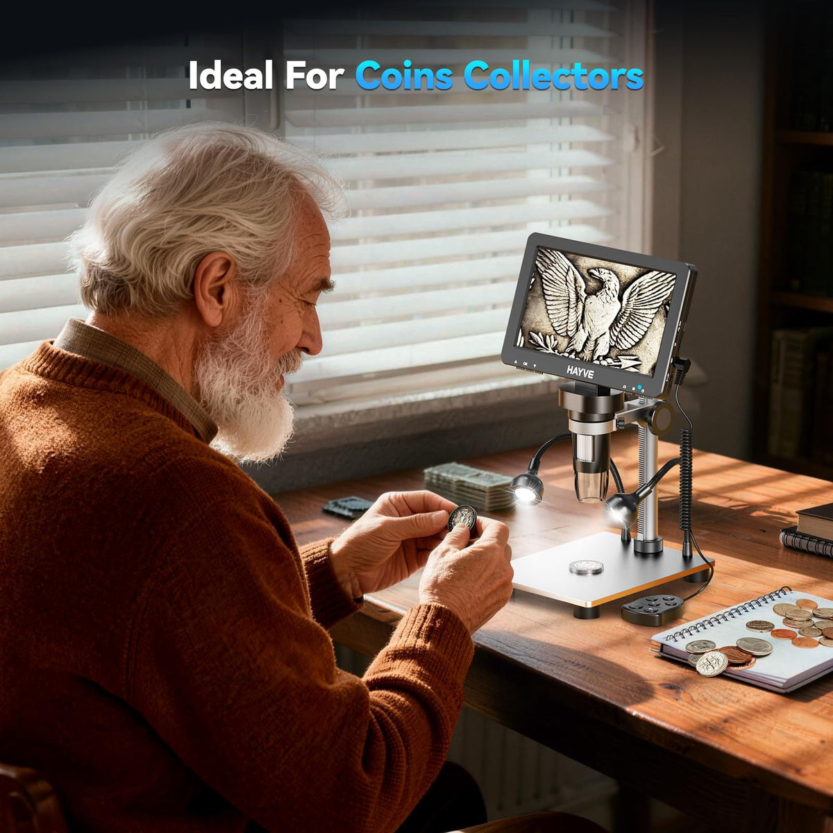 Hayve height‑adjustable metal stand providing stable viewing for repairs