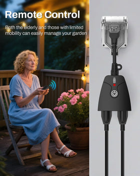 HBN remote control front view with buttons for easy wireless switching benefit simplicity