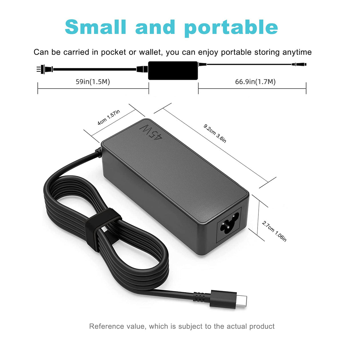 HBONY 45W USB-C charger, side ports for versatile laptop charging.