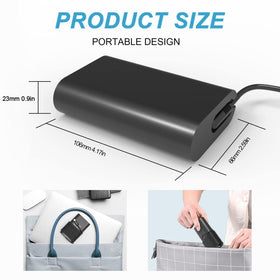 HBONY 65W USB-C charger attached to Dell Latitude 3450 for on-the-go power.