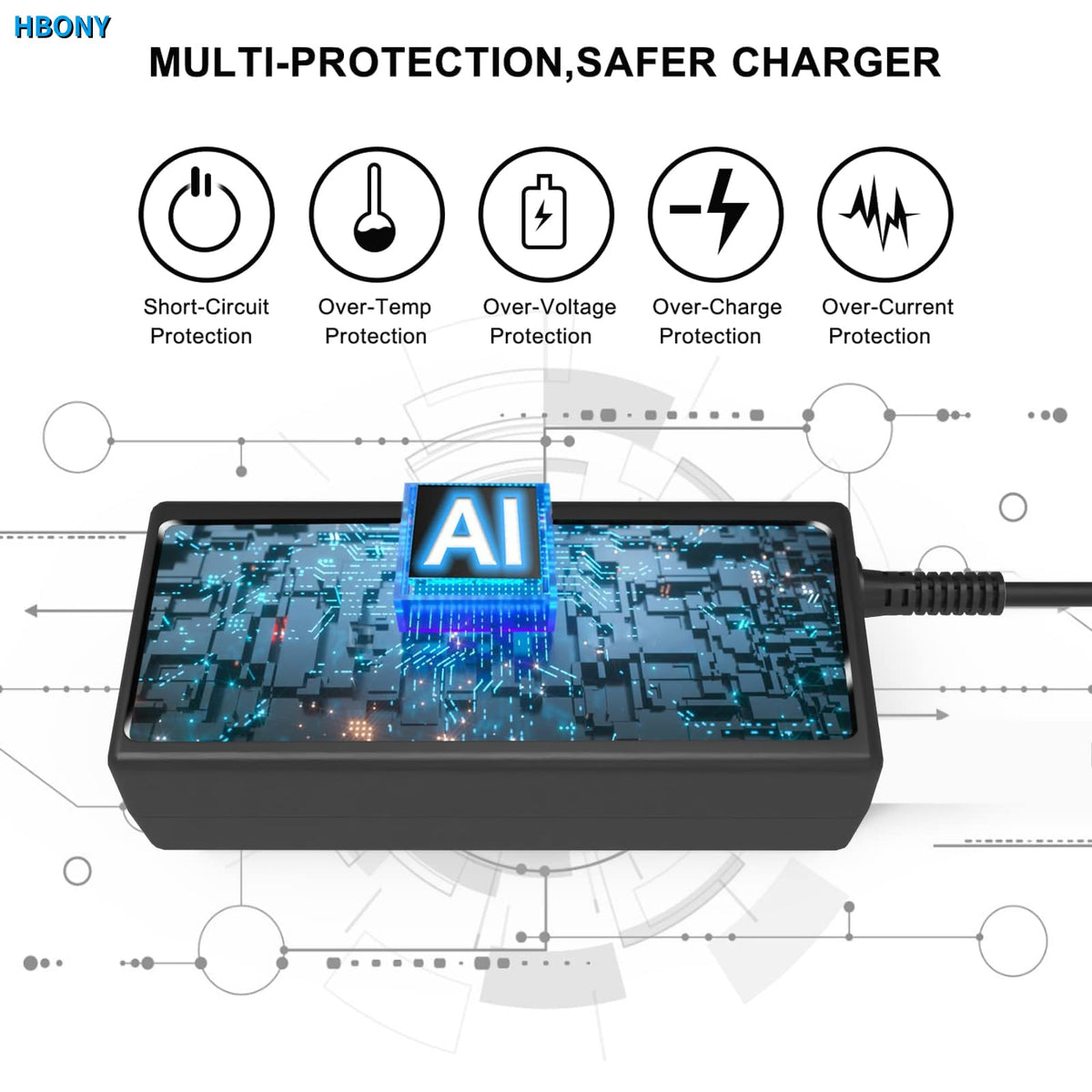 HBONY charger in an office setup delivering reliable power