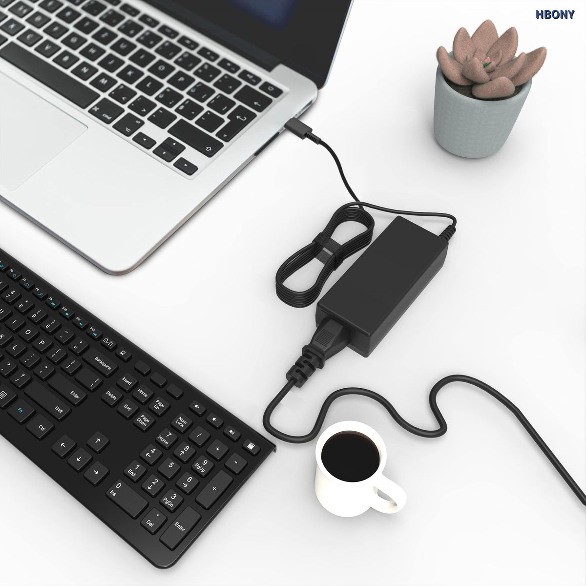 HBONY 65W USB-C charger packaging and included cable