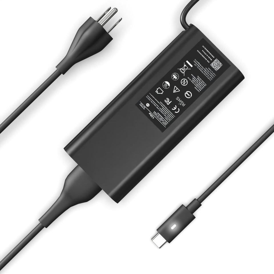 HBONY Dell 130W USB-C laptop charger front view for fast charging.