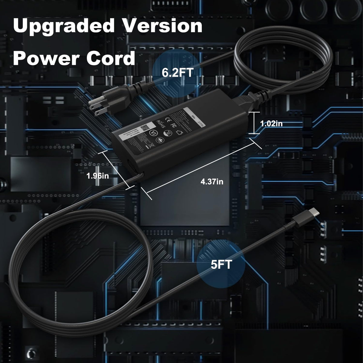 HBONY 65W Type-C charger for Dell Latitude devices offering fast, safe charging on the move.
