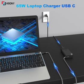 HBONY charger packaging showing contents and compatibility notes.
