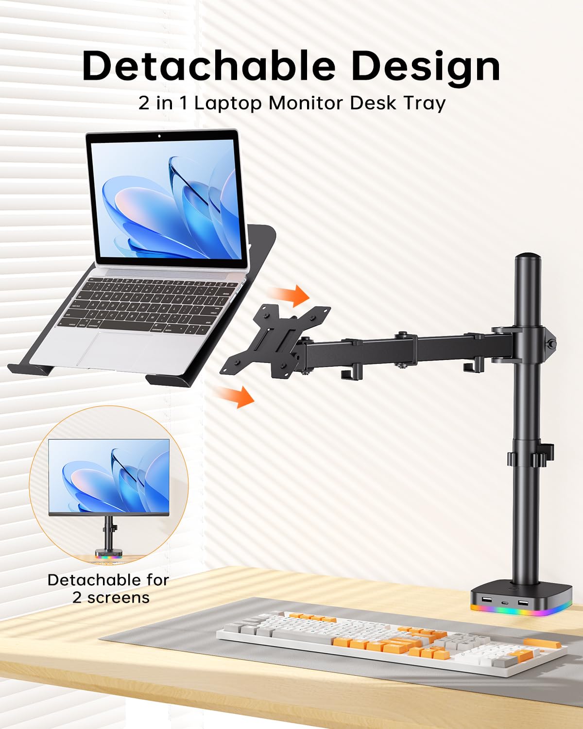 H&C(hcck&Cllassp) sturdy C-clamp mount under desk, secures stand and frees surface space
