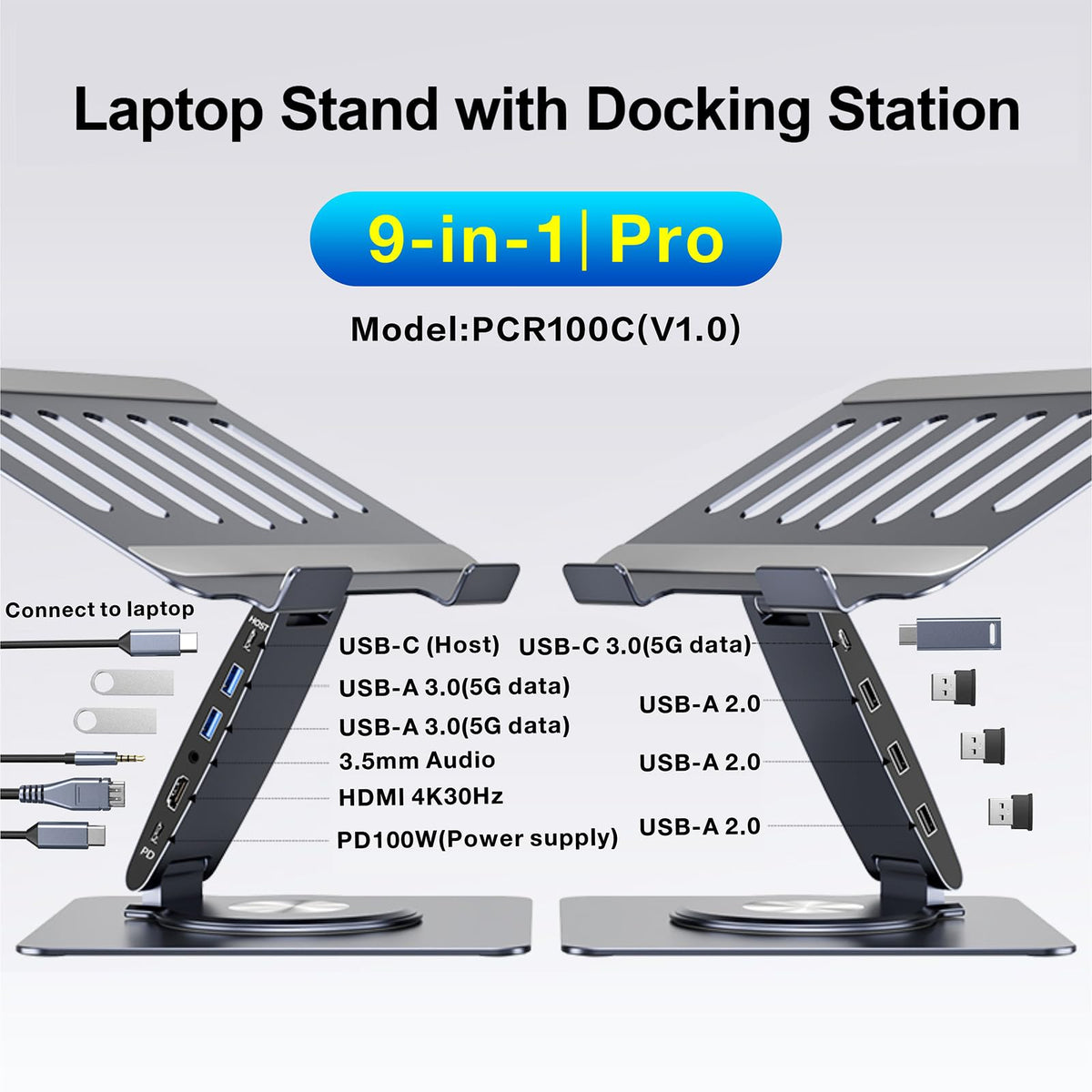 HC close-up of hub ports with USB3.0 and HDMI for fast connections