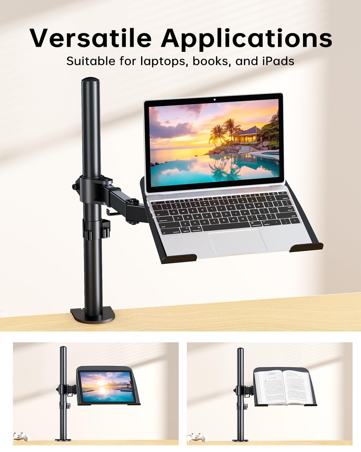 H&C(hcck&Cllassp) lifestyle scene of the mount in a home office delivering a clutter-free workspace