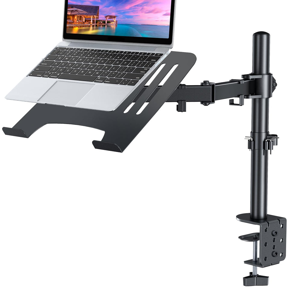 H&C(hcck&Cllassp) front view of black single-arm laptop desk mount showing compact design and stability
