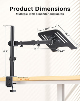 H&C(hcck&Cllassp) scale comparison of desk with laptop on the mount to show height and footprint