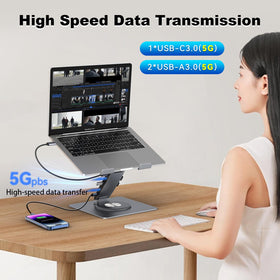 HC side profile of folded laptop stand highlighting portability and compactness