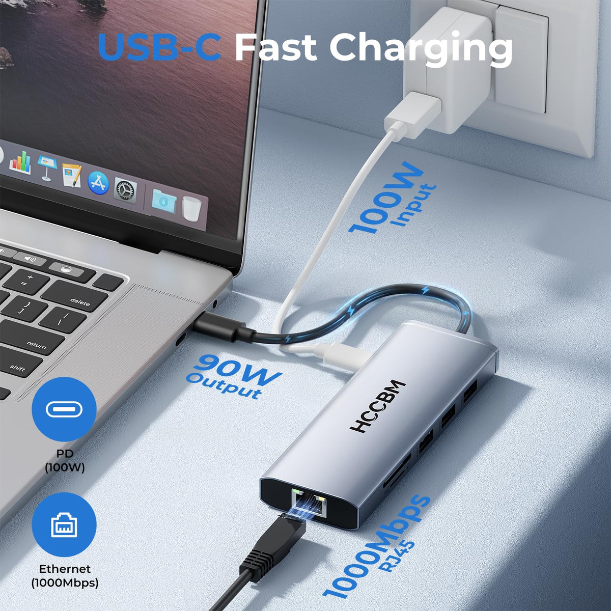 HCCBM Gigabit Ethernet port closeup delivering stable wired network performance
