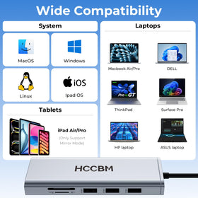 HCCBM next to laptop showing compact size and travel-friendly convenience