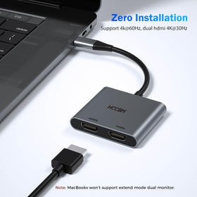 HCCBM dual HDMI hub delivers 4K@60Hz and 2x displays for productivity.