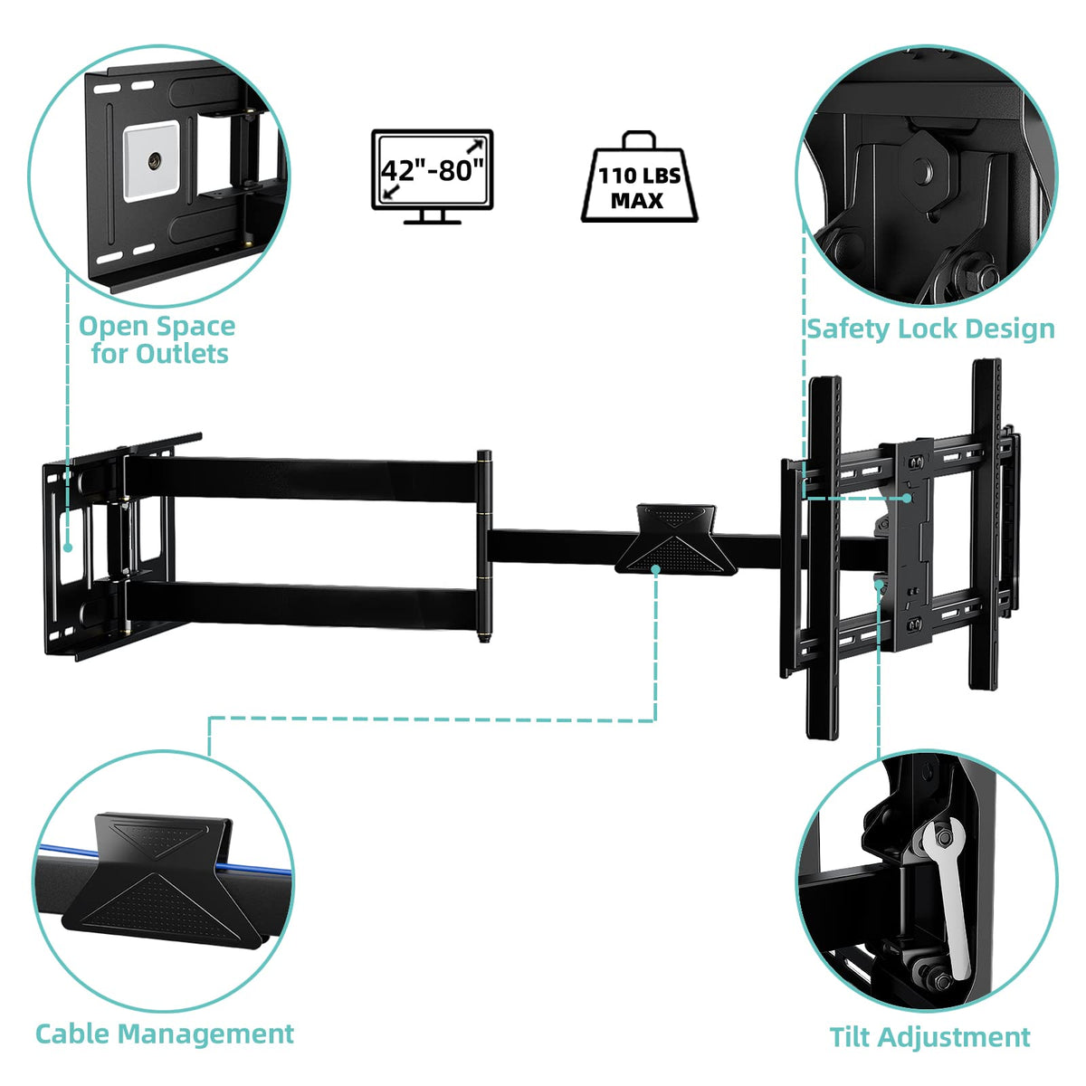 HCMOUNTING durable steel construction ensures long-term reliability.