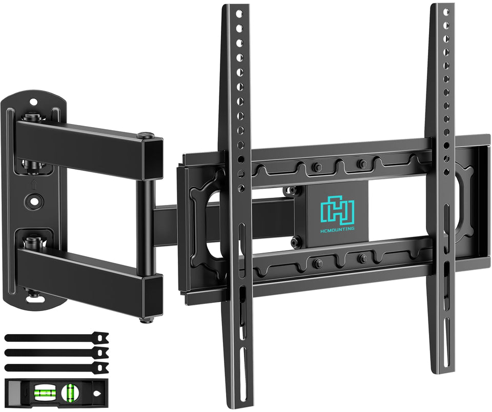 HCMOUNTING front view of mounted TV showing sturdy support and stable viewing