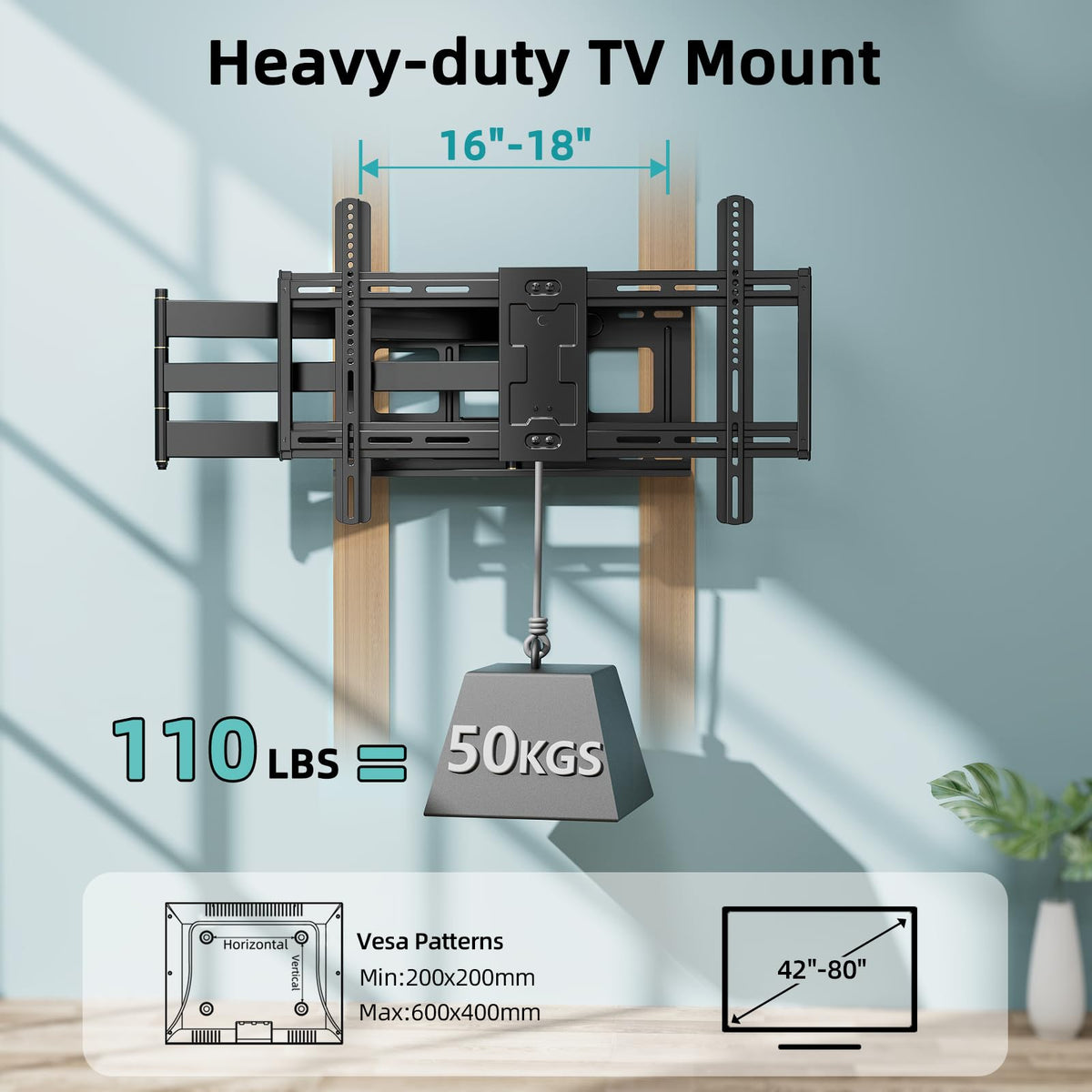 HCMOUNTING tilt and leveling help align the TV angle precisely.